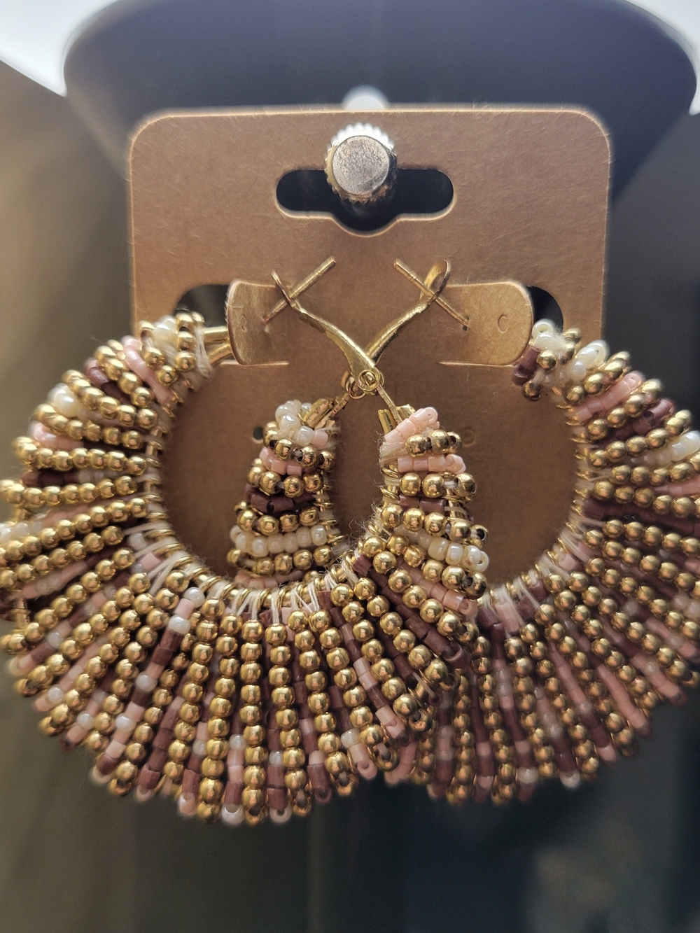 Zaria Beaded Boho Crescent Hoops